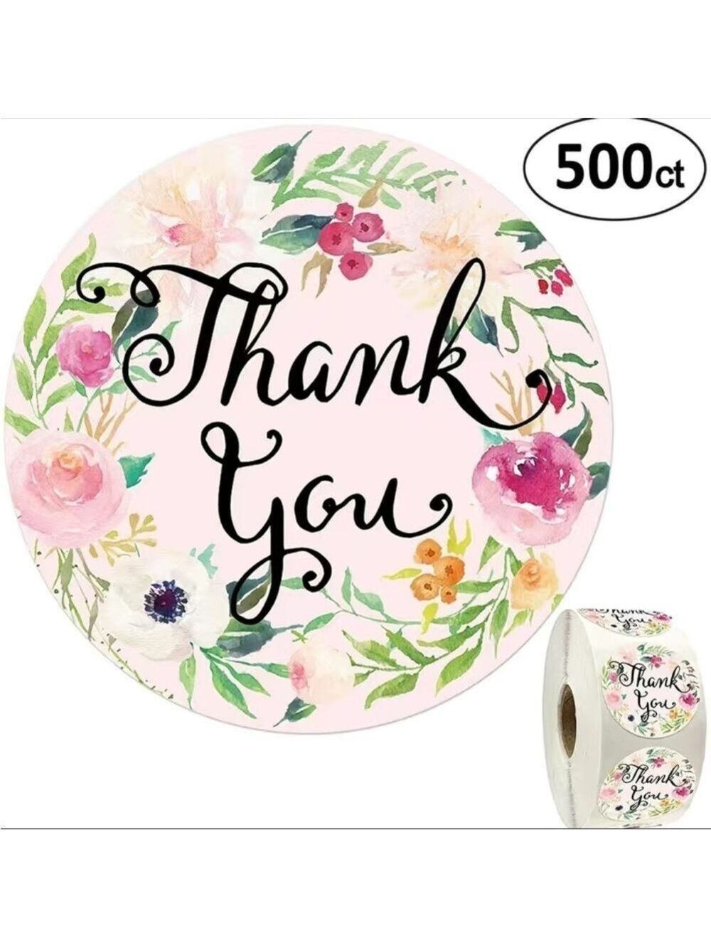 500 Roll Flowers Thank You Stickers PRICE IS FIRM